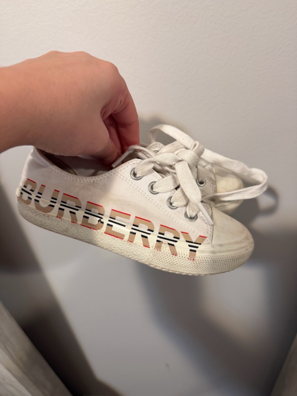 Burberry White Kids Logo Side-Print Sneaker